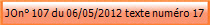 JOn° 107 du 06/05/2012 texte numéro 17